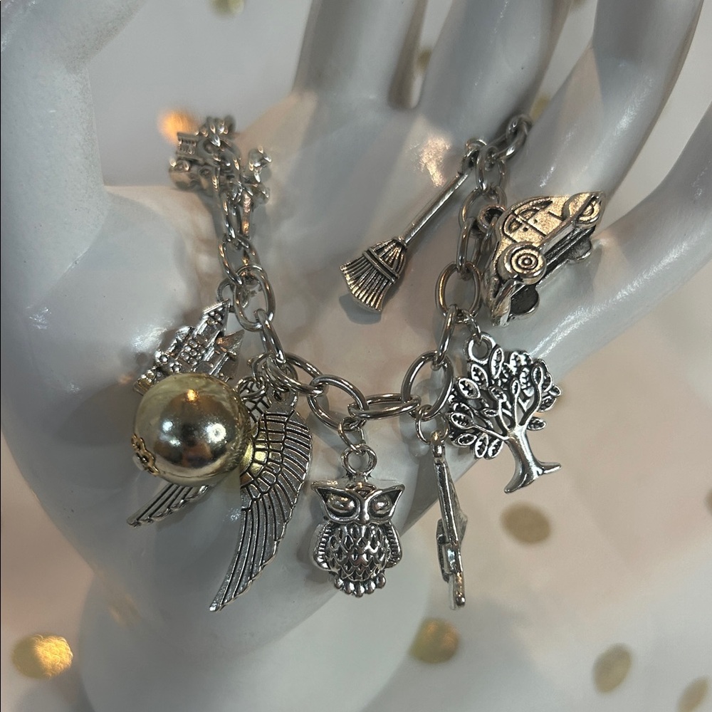 Harry Potter Inspired Charm Bracelet with Gold Accents